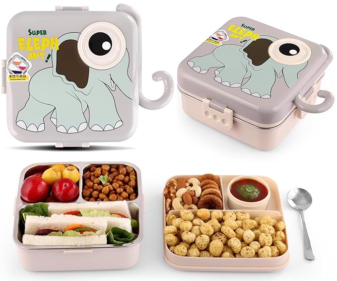 Kids Friendly Elephant Theme Stainless Steel Bento Lunch Box