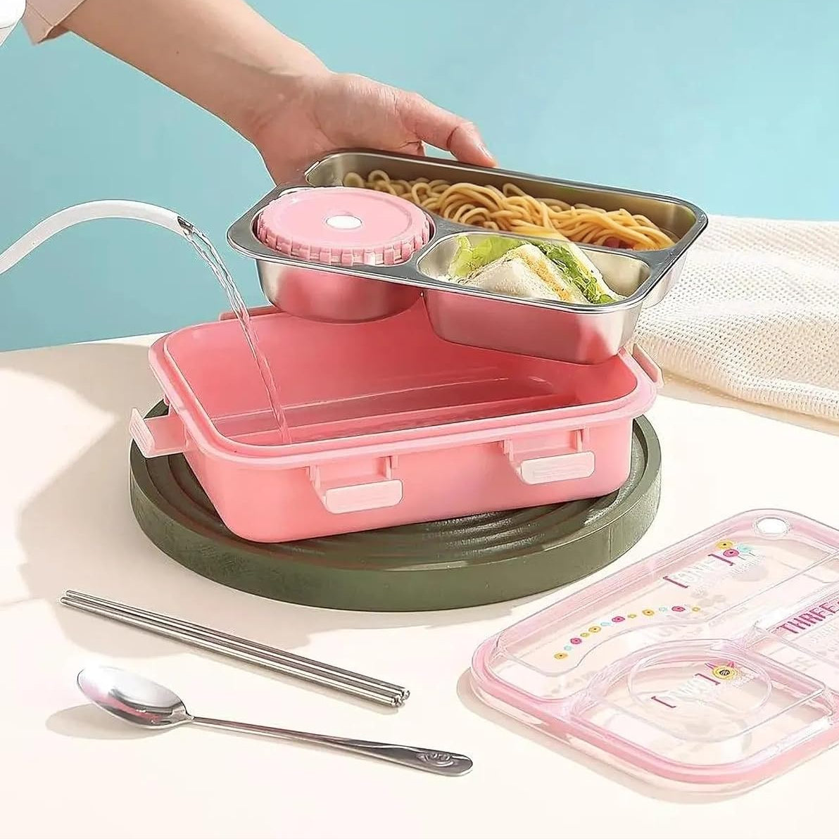 Jupiter Lunch Box with 3 Inner Steel Compartment